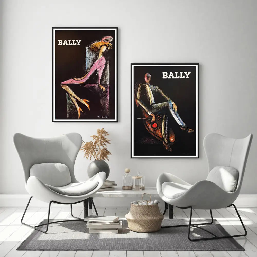 40cmx60cm Bally Man & Woman 2 Sets Black Frame Canvas Wall Art - Home & Garden > Wall Art