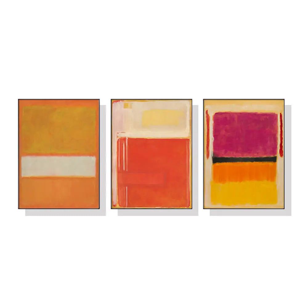 40cmx60cm Colourful 3 Sets By Mark Rothko Black Frame Canvas Wall Art - Home & Garden > Wall Art