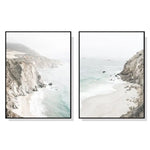 40cmx60cm Mountain Beach 2 Sets Black Frame Canvas Wall Art - Home & Garden > Wall Art