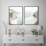 40cmx60cm Mountain Beach 2 Sets Black Frame Canvas Wall Art - Home & Garden > Wall Art
