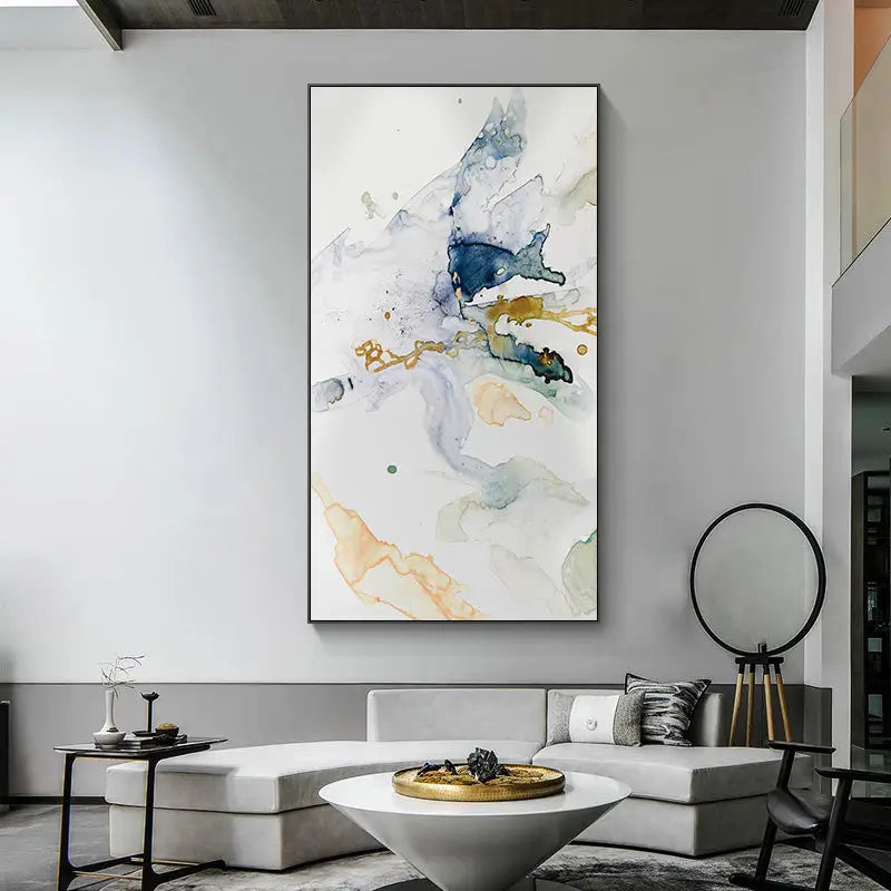 40cmx80cm Abstract Watercolour Style Black Frame Canvas Wall Art - Home & Garden > Wall Art