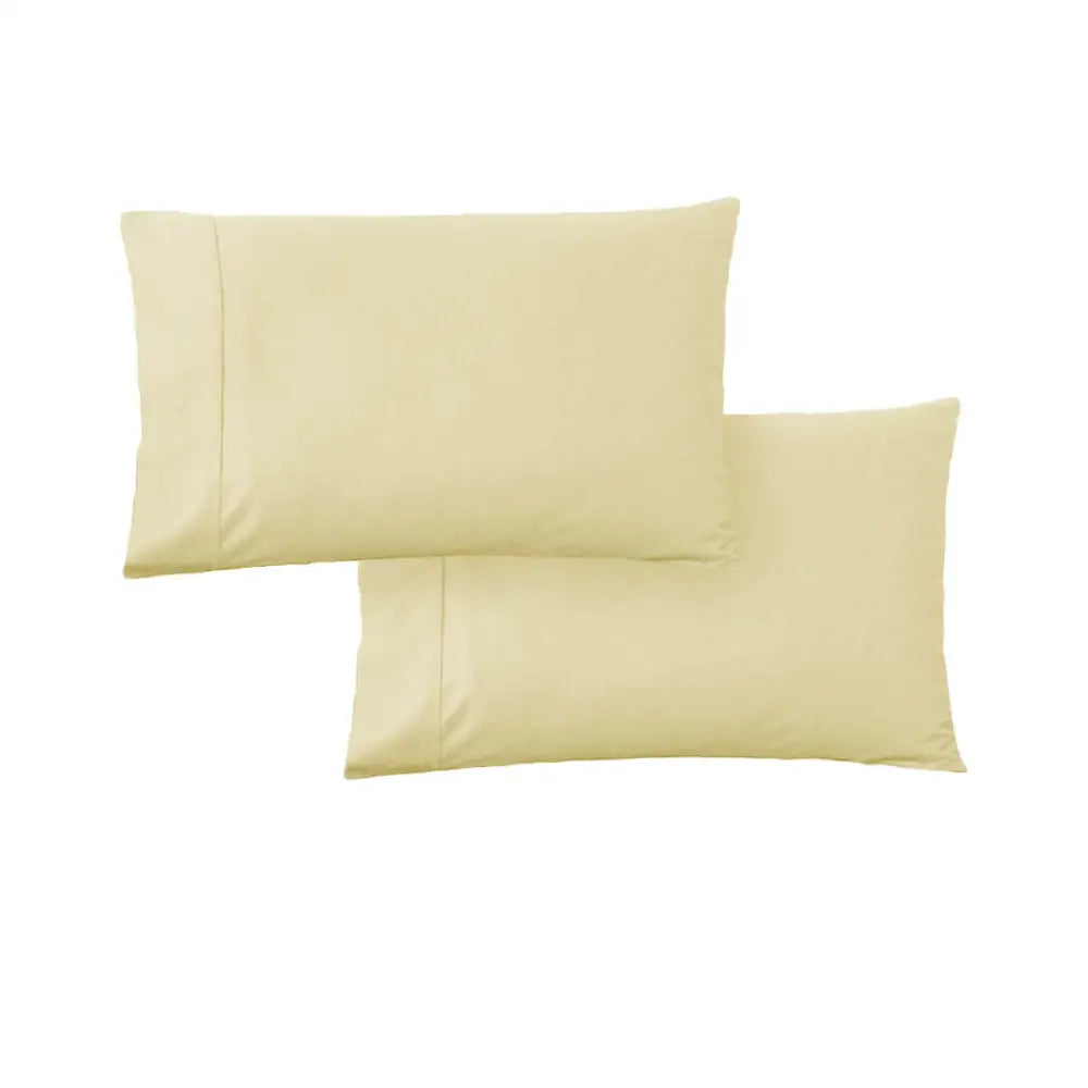 420TC Pair of Wrinkle Free No Flap Queen Pillowcases Pale Gold - Home & Garden > Bedding > Pillowcases