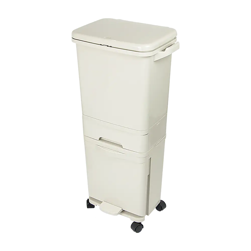 42L Rubbish Bin Waste Trash Can Pedal Recycling Kitchen Wheel 2 Compartment - Home & Garden > Kitchenware