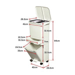 42L Rubbish Bin Waste Trash Can Pedal Recycling Kitchen Wheel 2 Compartment - Home & Garden > Kitchenware