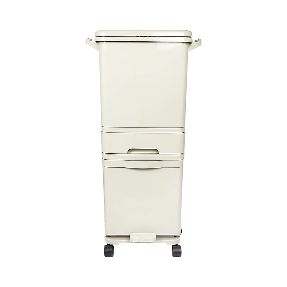 42L Rubbish Bin Waste Trash Can Pedal Recycling Kitchen Wheel 2 Compartment - Home & Garden > Kitchenware