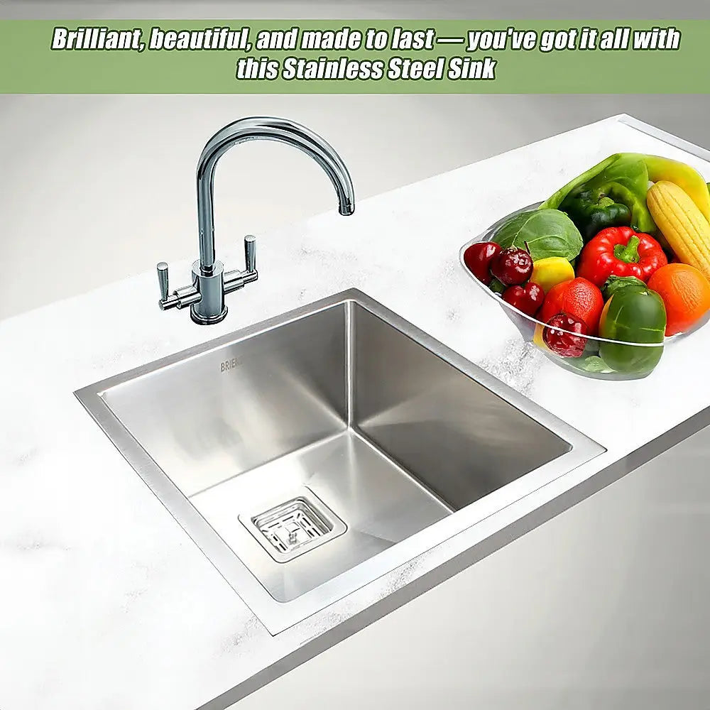 430x455mm Handmade 1.5mm Stainless Steel Undermount / Topmount Kitchen Sink with Square Waste - Furniture > Bathroom >