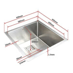 430x455mm Handmade 1.5mm Stainless Steel Undermount / Topmount Kitchen Sink with Square Waste - Furniture > Bathroom >