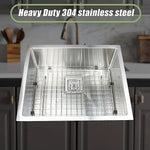 430x455mm Handmade 1.5mm Stainless Steel Undermount / Topmount Kitchen Sink with Square Waste - Furniture > Bathroom >