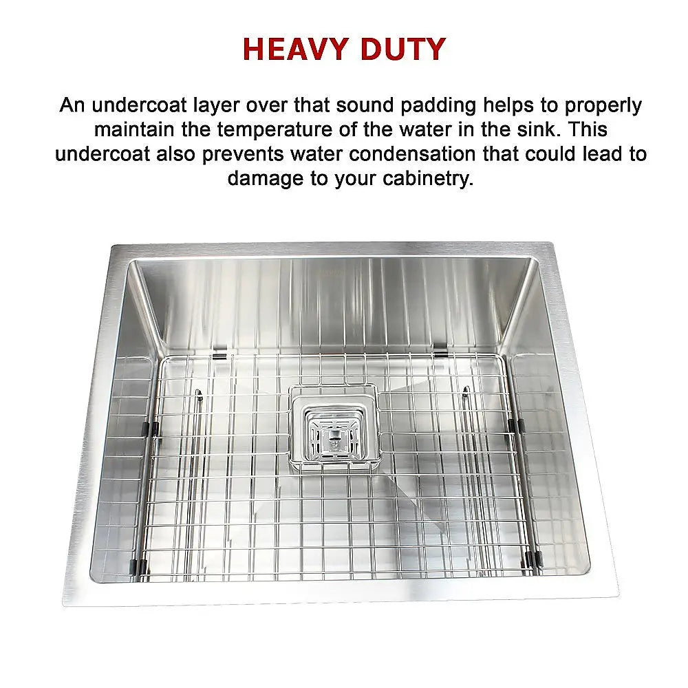 430x455mm Handmade 1.5mm Stainless Steel Undermount / Topmount Kitchen Sink with Square Waste - Furniture > Bathroom >
