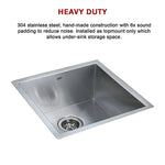 440x440mm Handmade Stainless Steel Undermount / Topmount Kitchen Laundry Sink with Waste - Furniture > Bathroom > Sinks
