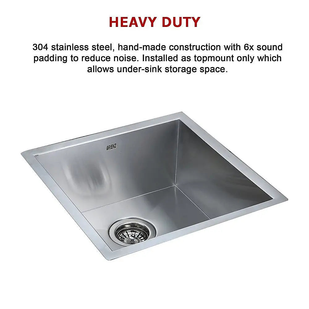 440x440mm Handmade Stainless Steel Undermount / Topmount Kitchen Laundry Sink with Waste - Furniture > Bathroom > Sinks
