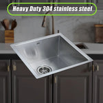 440x440mm Handmade Stainless Steel Undermount / Topmount Kitchen Laundry Sink with Waste - Furniture > Bathroom > Sinks