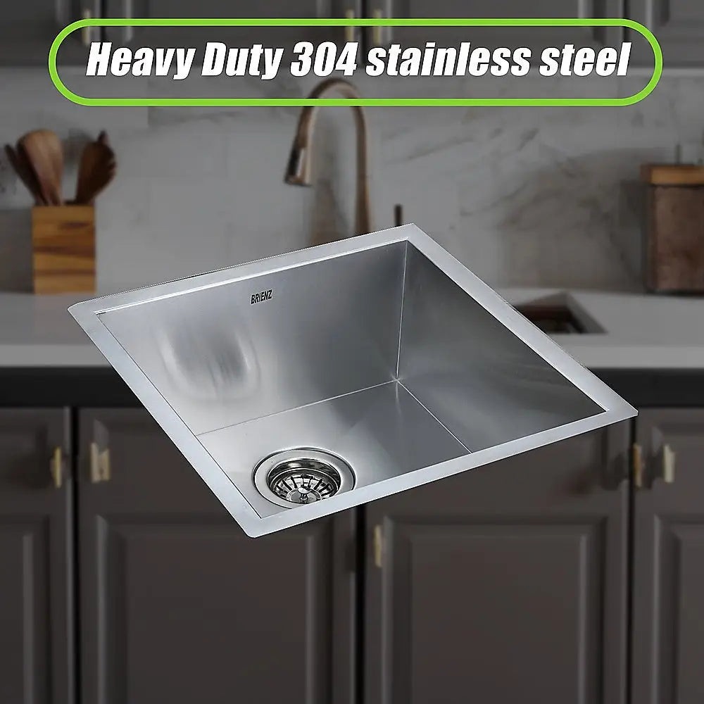 440x440mm Handmade Stainless Steel Undermount / Topmount Kitchen Laundry Sink with Waste - Furniture > Bathroom > Sinks