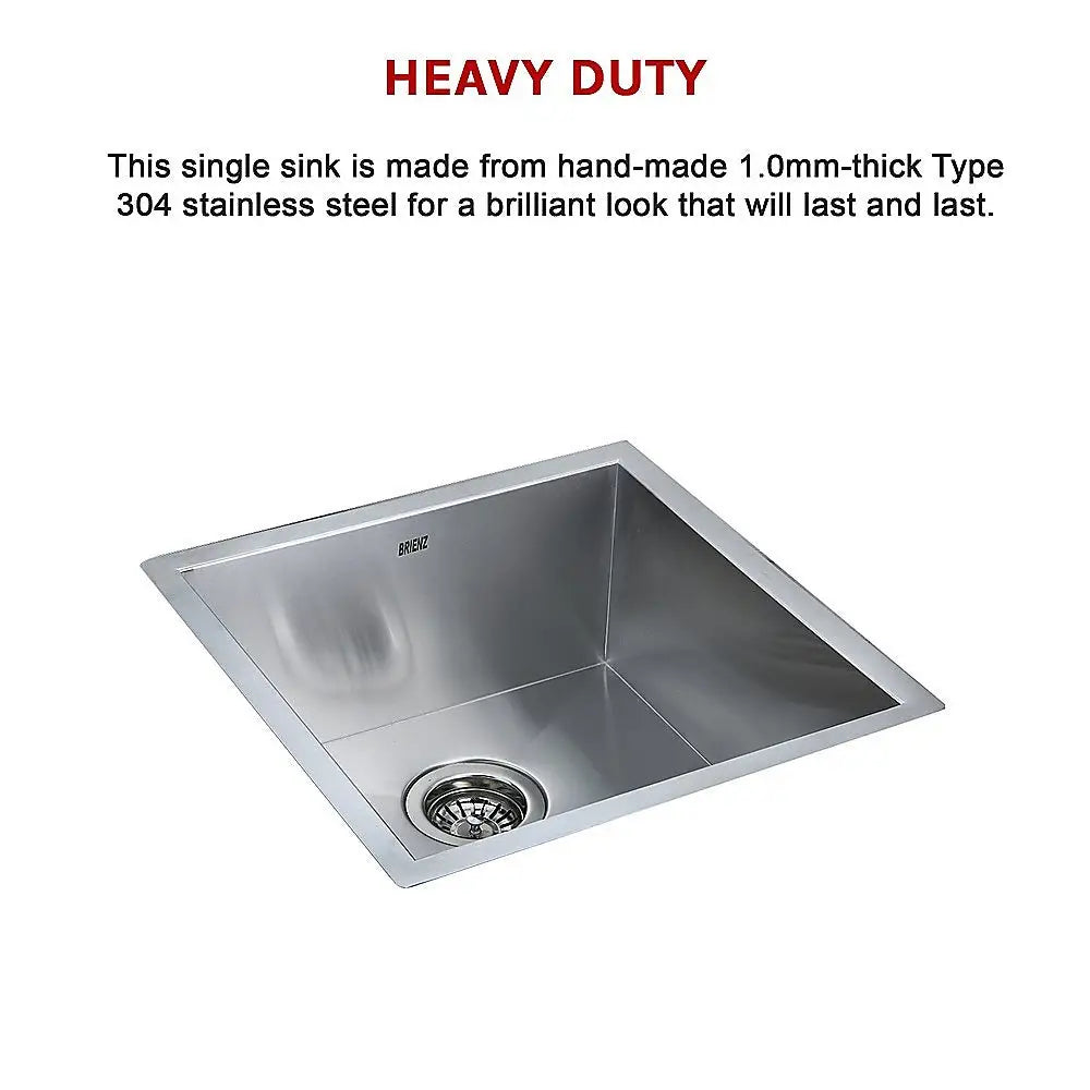 440x440mm Handmade Stainless Steel Undermount / Topmount Kitchen Laundry Sink with Waste - Furniture > Bathroom > Sinks