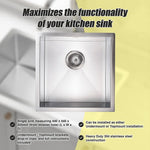 440x440mm Handmade Stainless Steel Undermount / Topmount Kitchen Laundry Sink with Waste - Furniture > Bathroom > Sinks