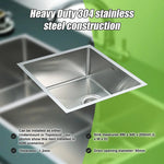 490x440mm Handmade Stainless Steel Undermount / Topmount Kitchen Laundry Sink with Waste - Furniture > Bathroom > Sinks