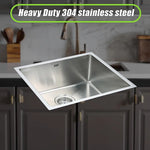 490x440mm Handmade Stainless Steel Undermount / Topmount Kitchen Laundry Sink with Waste - Furniture > Bathroom > Sinks