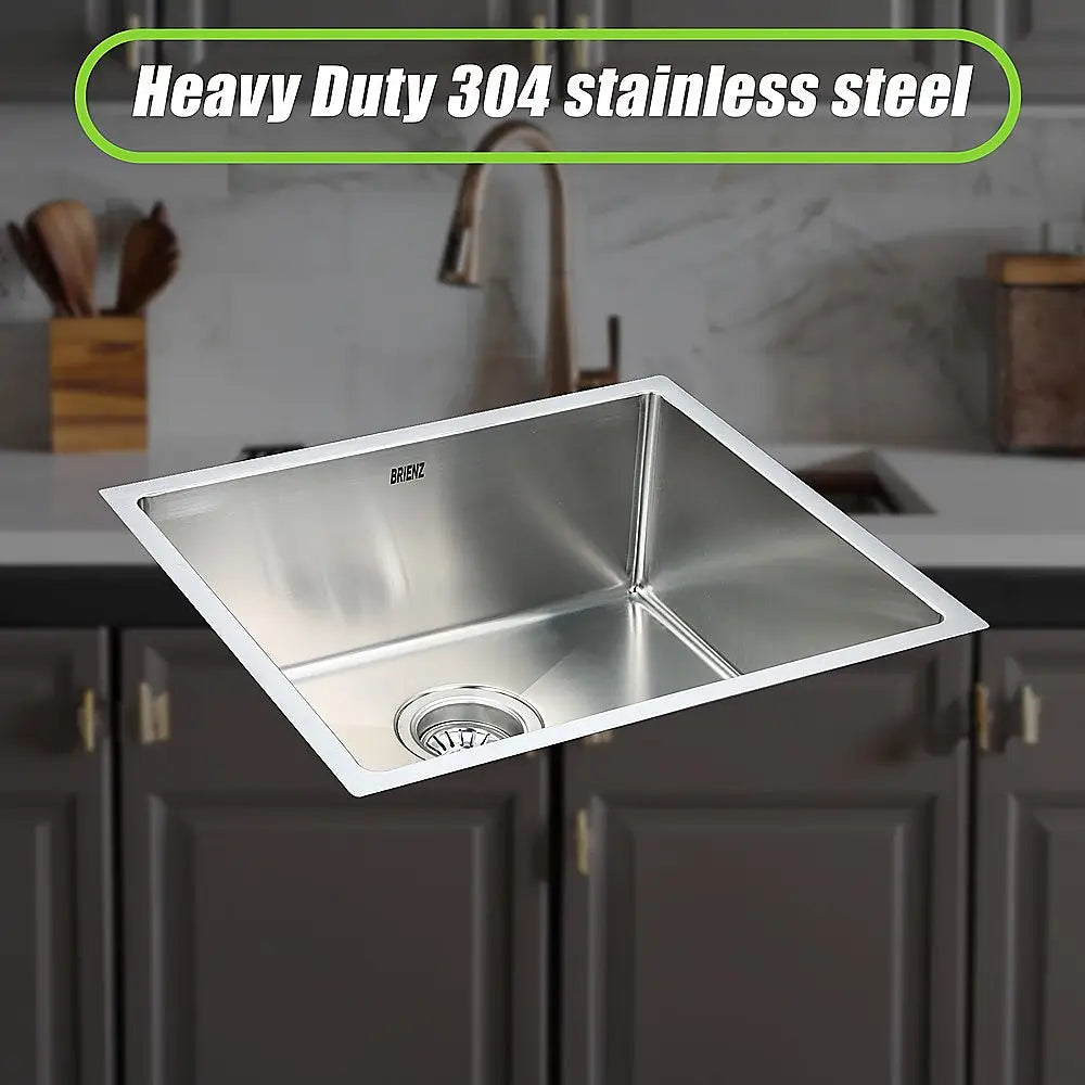 490x440mm Handmade Stainless Steel Undermount / Topmount Kitchen Laundry Sink with Waste - Furniture > Bathroom > Sinks