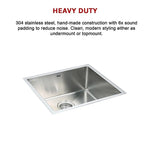 490x440mm Handmade Stainless Steel Undermount / Topmount Kitchen Laundry Sink with Waste - Furniture > Bathroom > Sinks