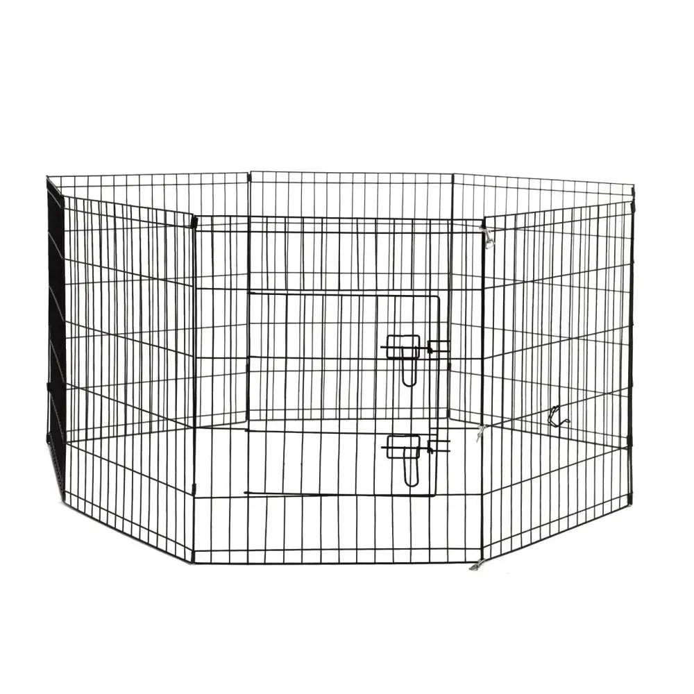 4Paws 8 Panel Playpen Puppy Exercise Fence Cage Enclosure Pets Black All Sizes - 30’’ - Black - Pet Care > Dog