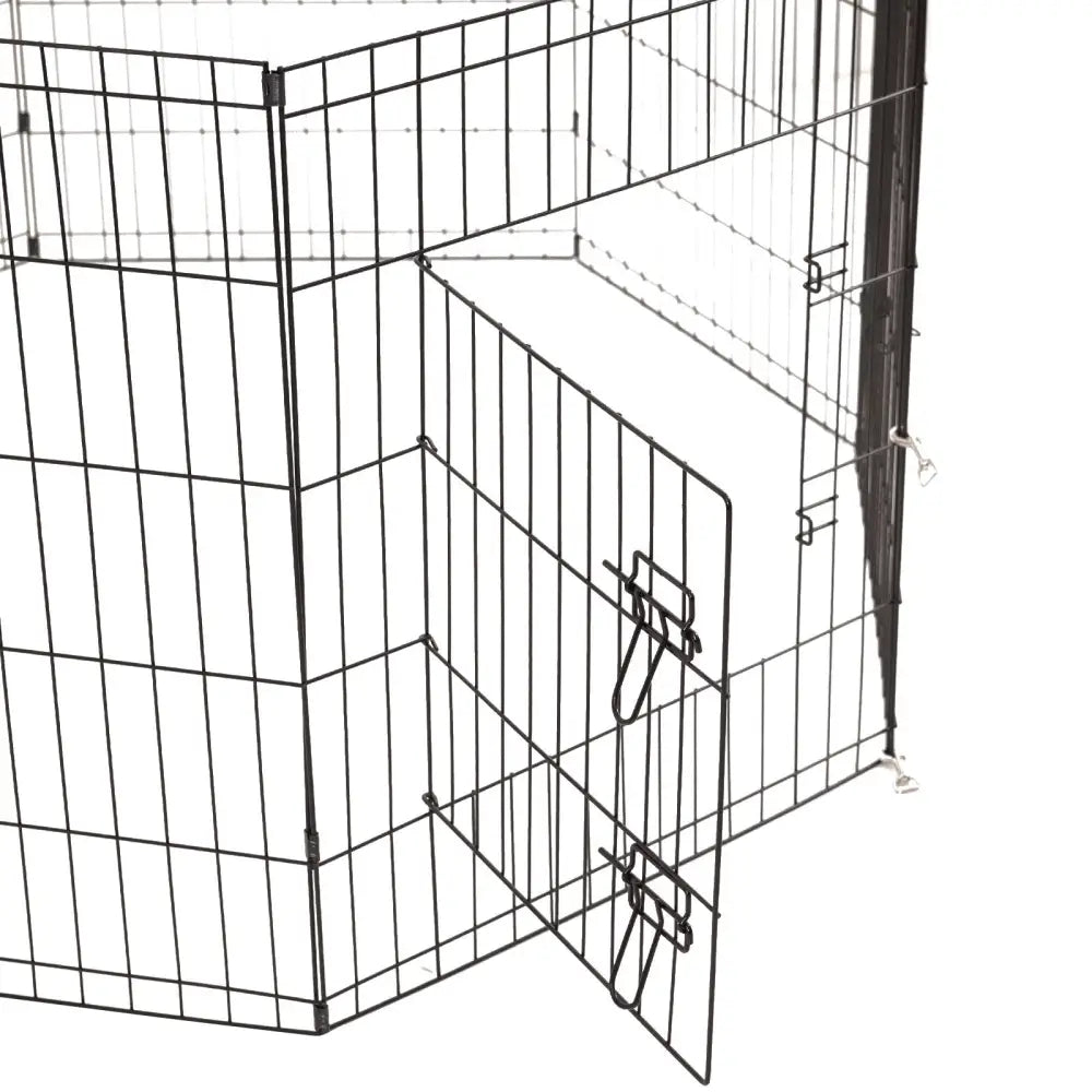 4Paws 8 Panel Playpen Puppy Exercise Fence Cage Enclosure Pets Black All Sizes - 30’’ - Black - Pet Care > Dog