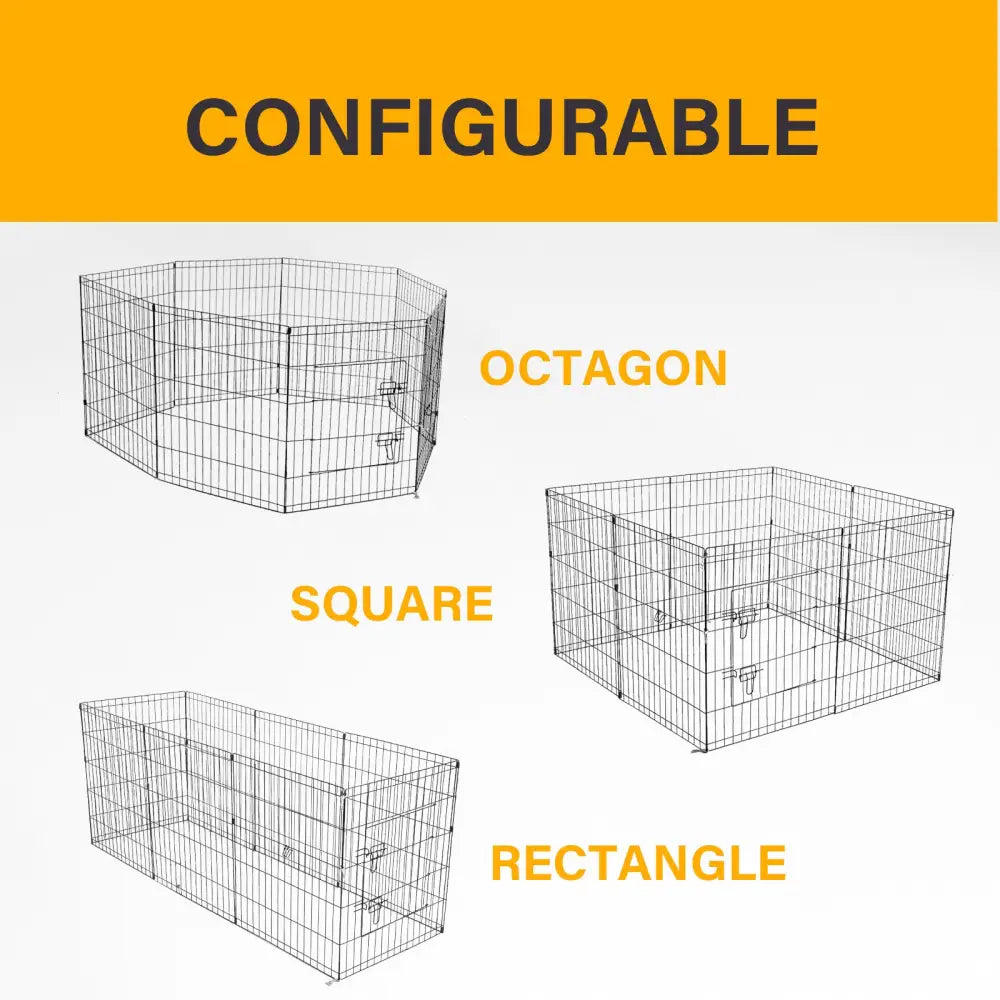 4Paws 8 Panel Playpen Puppy Exercise Fence Cage Enclosure Pets Black All Sizes - 36’’ - Black - Pet Care > Dog