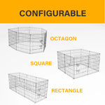 4Paws 8 Panel Playpen Puppy Exercise Fence Cage Enclosure Pets Black All Sizes - 30’’ - Black - Pet Care > Dog