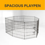 4Paws 8 Panel Playpen Puppy Exercise Fence Cage Enclosure Pets Black All Sizes - 30’’ - Black - Pet Care > Dog