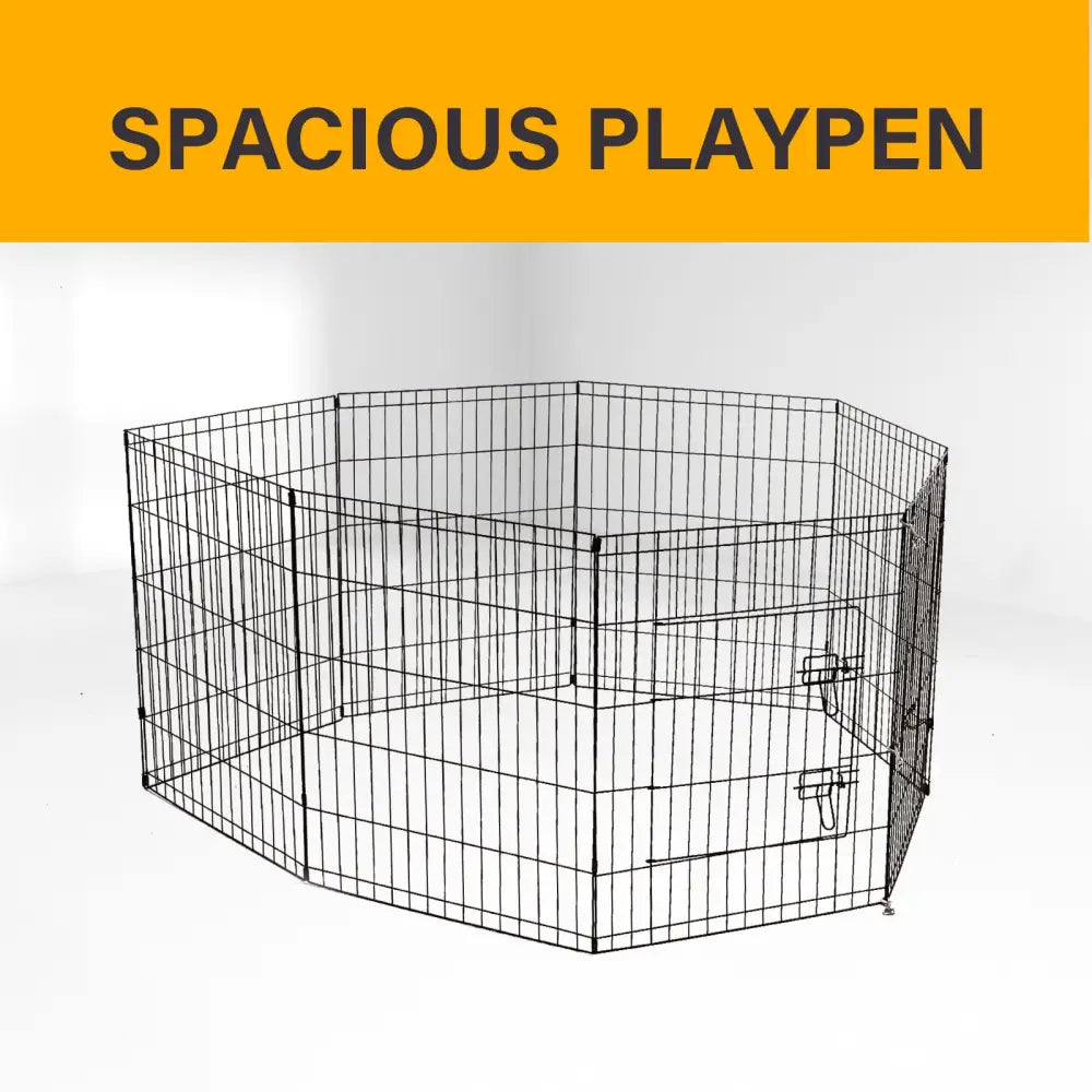 4Paws 8 Panel Playpen Puppy Exercise Fence Cage Enclosure Pets Black All Sizes - 30’’ - Black - Pet Care > Dog