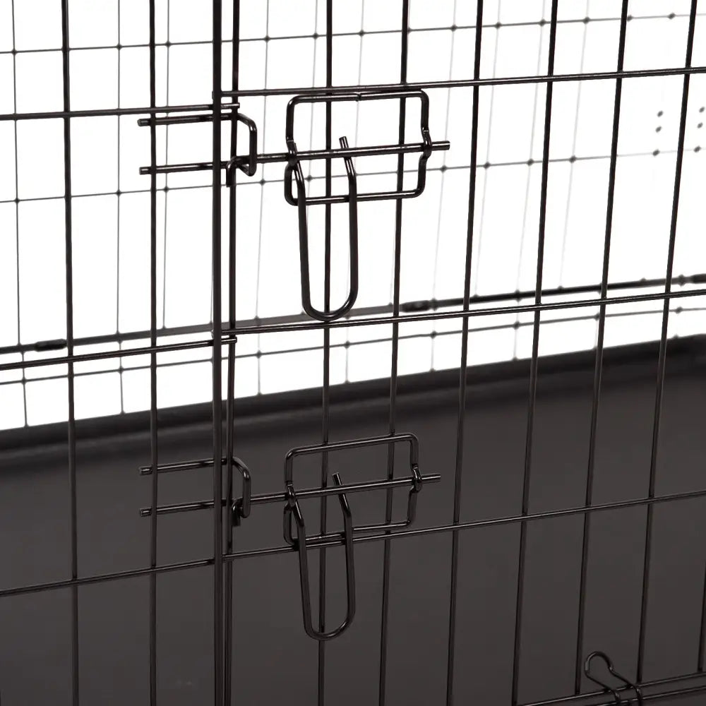 4Paws Dog Cage Pet Crate Cat Puppy Metal Cage ABS Tray Foldable Portable Black - 30’’ - Black - Pet Care > Cat