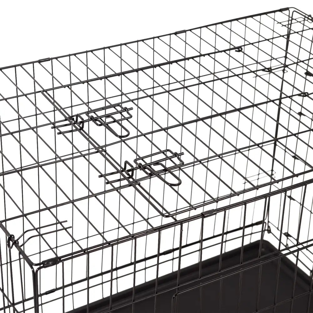 4Paws Dog Cage Pet Crate Cat Puppy Metal Cage ABS Tray Foldable Portable Black - 30’’ - Black - Pet Care > Cat