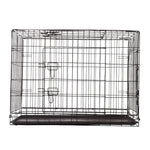 4Paws Dog Cage Pet Crate Cat Puppy Metal Cage ABS Tray Foldable Portable Black - 30’’ - Black - Pet Care > Cat
