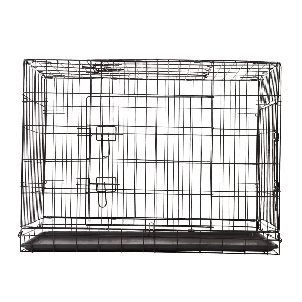 4Paws Dog Cage Pet Crate Cat Puppy Metal Cage ABS Tray Foldable Portable Black - 30’’ - Black - Pet Care > Cat