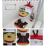 4pcs Christmas Toilet Seat Cover Rug Bathroom Set Santa Snowman Xmas Home Décor Reindeer - Occasions > Christmas >