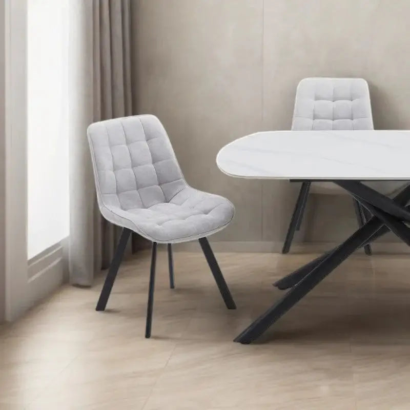 4PCS Neo Softy Light Grey Fabric Dining Chairs - Furniture > Dining > Kitchen & Dining Chairs