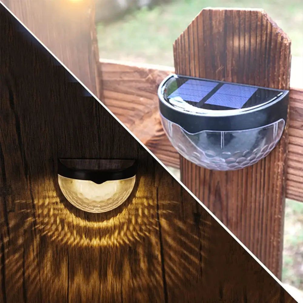 4PCS Solar Powered LED Wall Lights Door Fence Lights Outdoor Garden Lamp Light - Home & Garden > Garden Lights