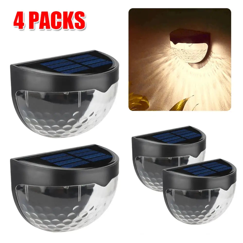 4PCS Solar Powered LED Wall Lights Door Fence Lights Outdoor Garden Lamp Light - Home & Garden > Garden Lights