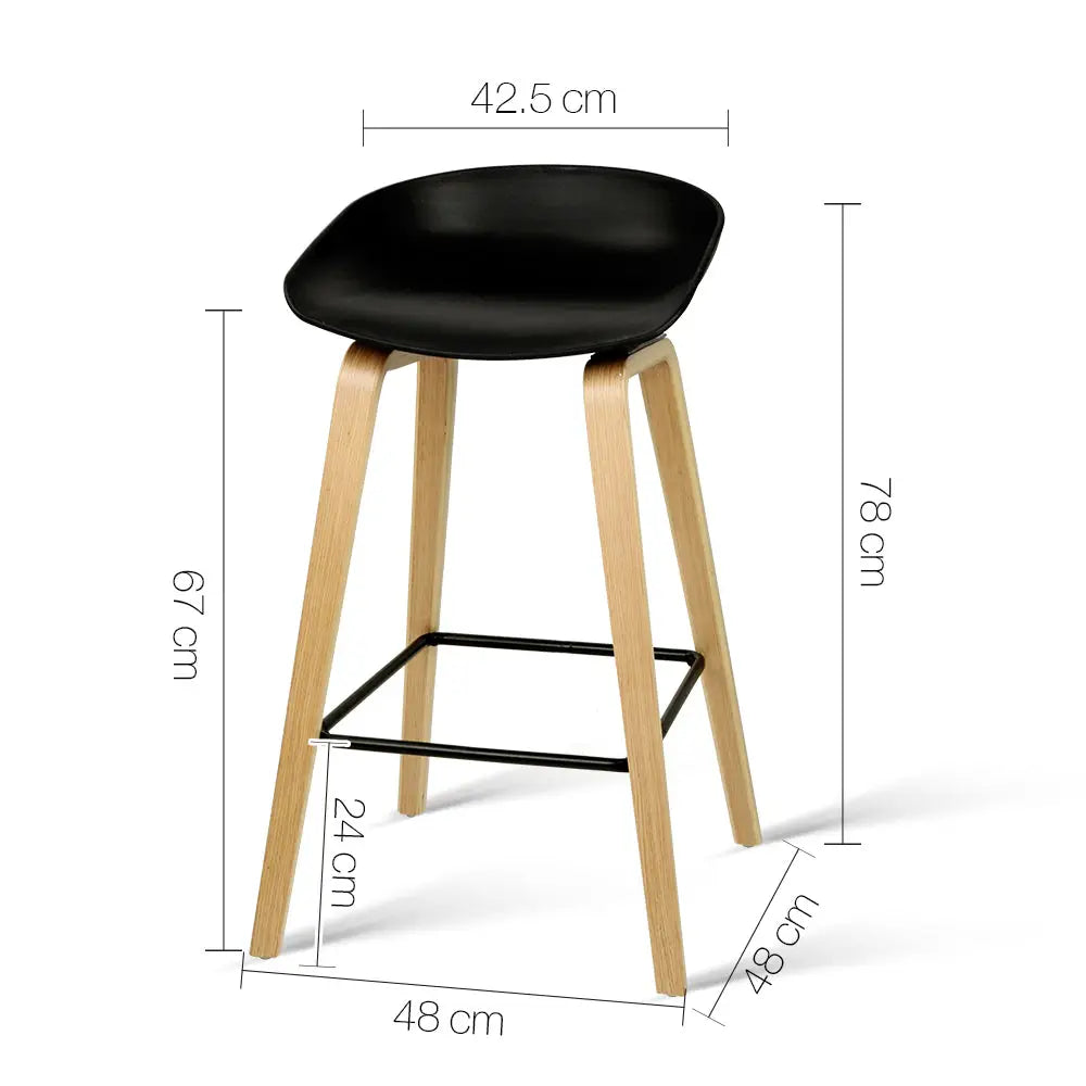 4x Artiss Bar Stools Kitchen Counter Stool Dining Chairs Wooden Black - Furniture > Bar Stools & Chairs > Table & Bar