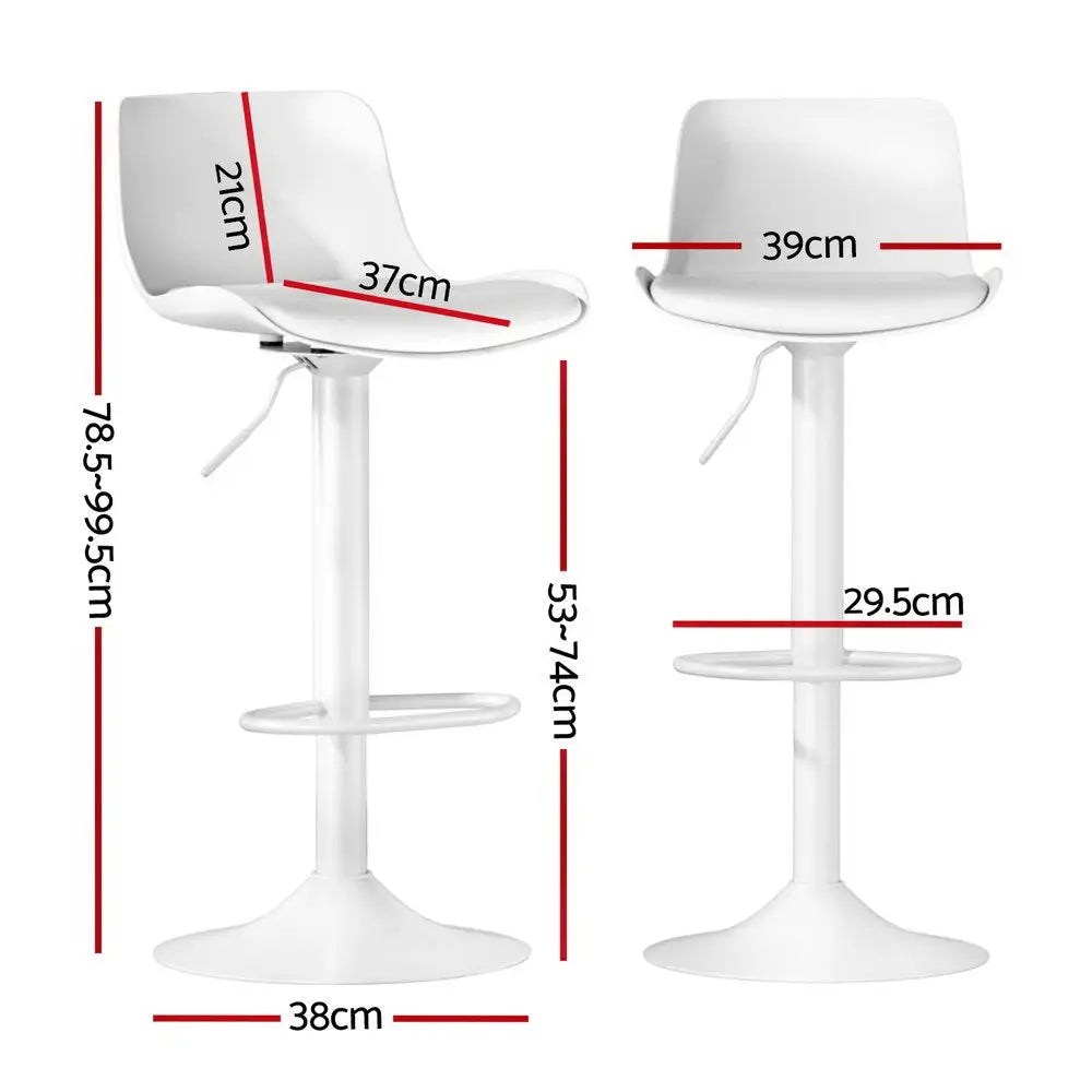 4x Artiss Bar Stools Kitchen Swivel Gas Lift Stool Leather Dining Chairs White - Furniture > Bar Stools & Chairs >