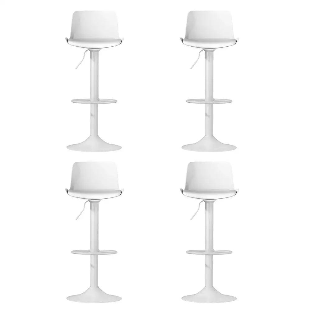 4x Artiss Bar Stools Kitchen Swivel Gas Lift Stool Leather Dining Chairs White - Furniture > Bar Stools & Chairs >