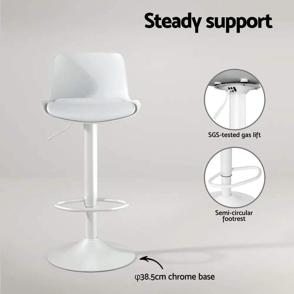 4x Artiss Bar Stools Kitchen Swivel Gas Lift Stool Leather Dining Chairs White - Furniture > Bar Stools & Chairs >