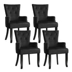 4x Artiss Dining Chairs Velvet French Provincial Armchair Black - Furniture > Bar Stools & Chairs > Arm Chairs &