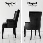 4x Artiss Dining Chairs Velvet French Provincial Armchair Black - Furniture > Bar Stools & Chairs > Arm Chairs &