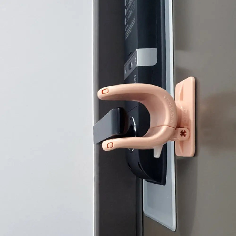 4X Door Lever Lock Pet Child Proof Adhesive Kid Safety Handle Lock APRICOT PINK - Baby & Kids > Gates & Playpens