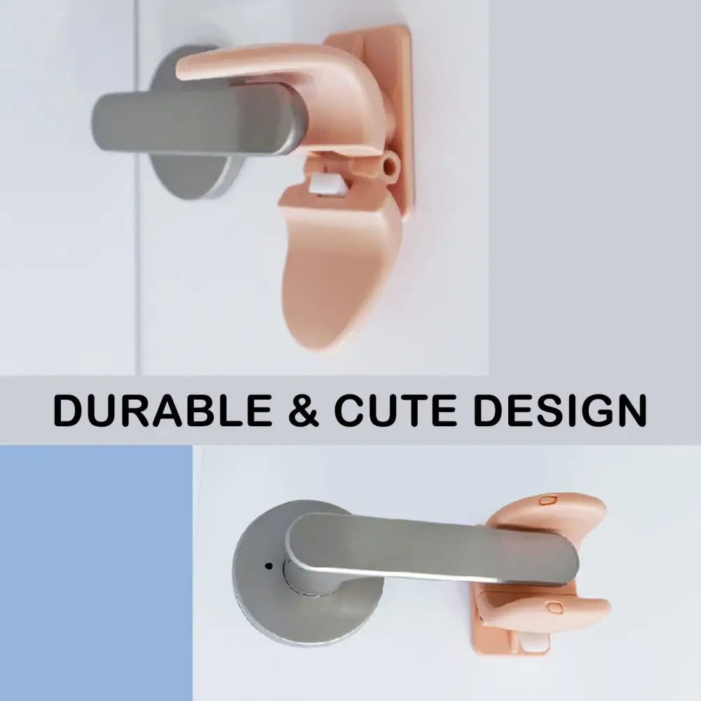 4X Door Lever Lock Pet Child Proof Adhesive Kid Safety Handle Lock APRICOT PINK - Baby & Kids > Gates & Playpens