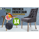4X French Provincial Dining Chair Oak Leg AMOUR BLACK - Furniture > Bar Stools & Chairs