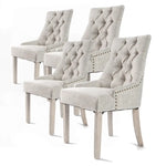 4X French Provincial Dining Chair Oak Leg AMOUR CREAM - Furniture > Bar Stools & Chairs