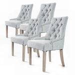 4X French Provincial Dining Chair Oak Leg AMOUR GREY - Furniture > Bar Stools & Chairs