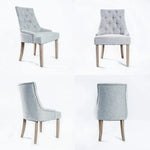 4X French Provincial Dining Chair Oak Leg AMOUR GREY - Furniture > Bar Stools & Chairs