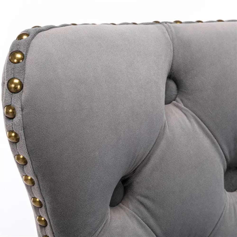 4x Height Adjustable Swivel Bar Stool Velvet Nailhead Barstool with Footrest - Furniture > Bar Stools & Chairs
